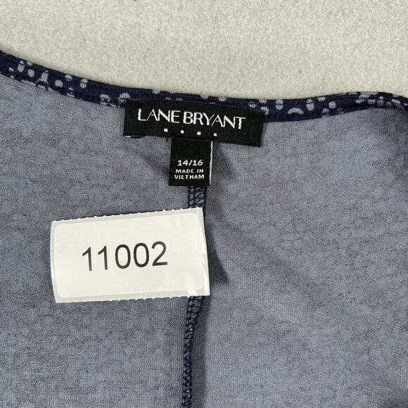 Lane Bryant Top Womens Size 14/16 Blue Swing Pleated Soft Geo Print Plus Comfort - Picture 7 of 9